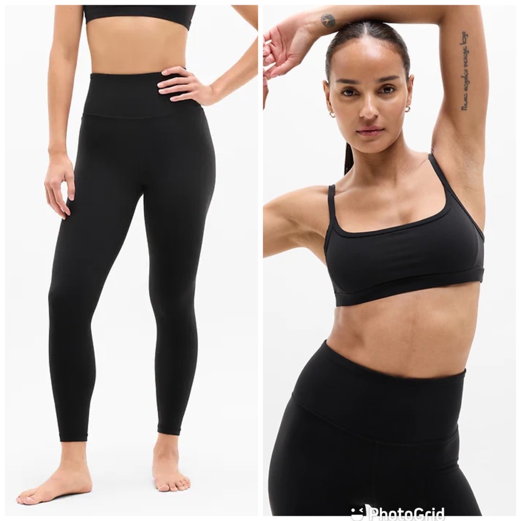 Athleta Elation Ultra High Rise 7/8 Legging + Square Neck Bra In Black Nwt!